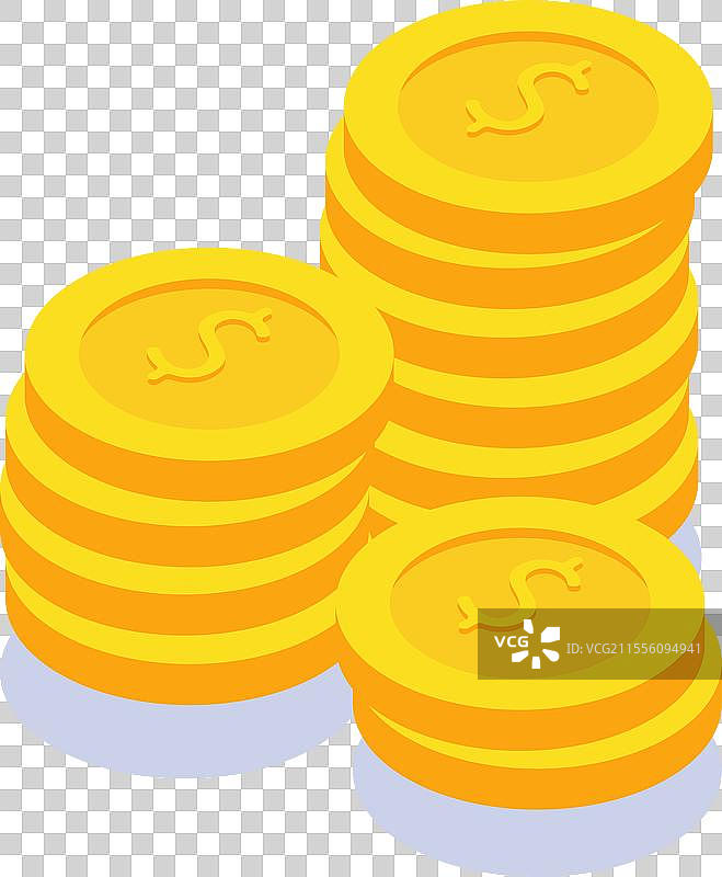 带有美元符号的金币堆叠扁平风格图片素材