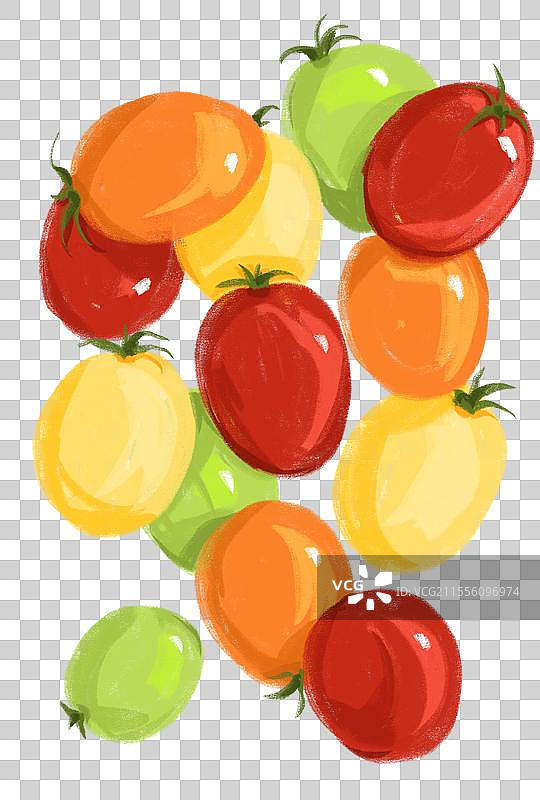 五彩圣女果小番茄水果插画元素图片素材