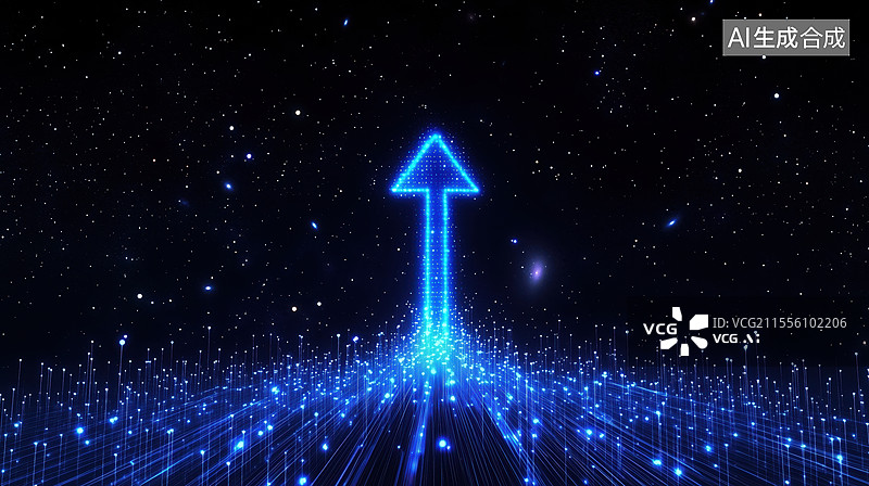 【AI数字艺术】星空下的科技箭头指引未来图片素材