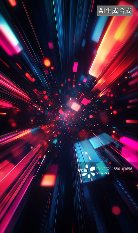 【AI数字艺术】光速穿梭的未来之境图片素材