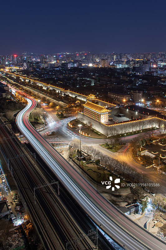 西安安远门长曝光图片素材