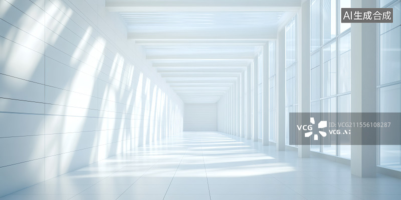 【AI数字艺术】明亮走廊背景图片素材