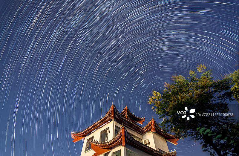 临沂莒南天马岛陡山水库管理处星轨图片素材