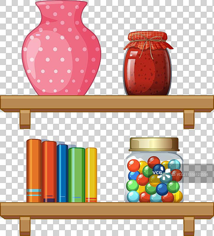 装饰性和可食用物品在架子上图片素材