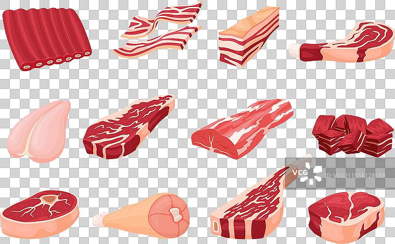肉类不同部位的天然有机蛋白质图片素材
