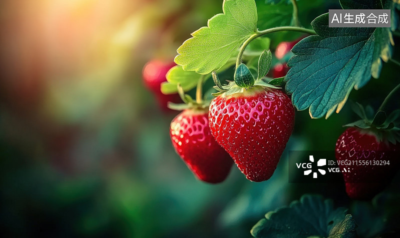 【AI数字艺术】大棚里种植的草莓图片素材