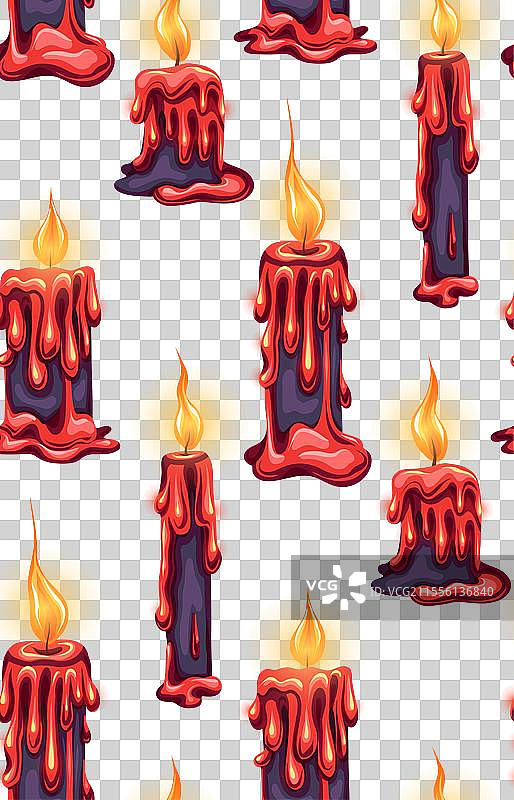 无缝神秘图案与红色蜡烛图片素材