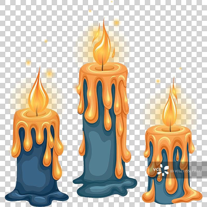 一组神秘的卡通蜡烛与灯光图片素材