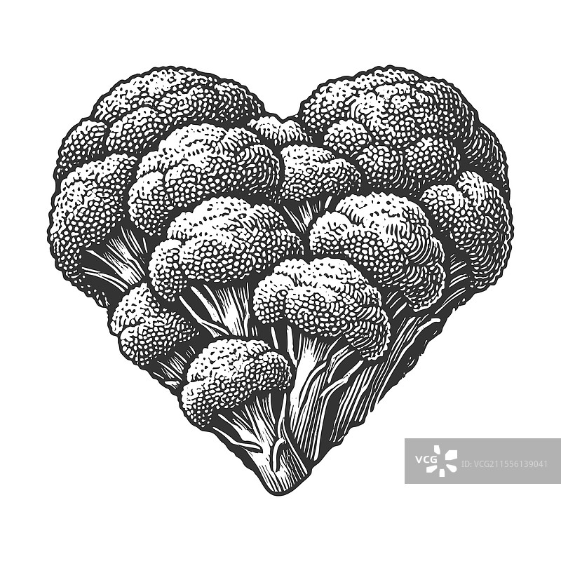 心形西兰花构图图片素材