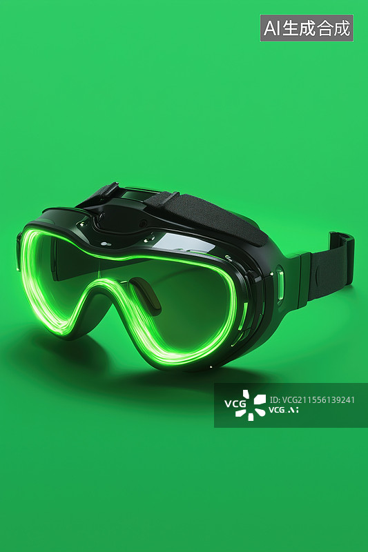 【AI数字艺术】黑背景发光的游戏装备高科技夜视眼镜3D立体原画图片素材