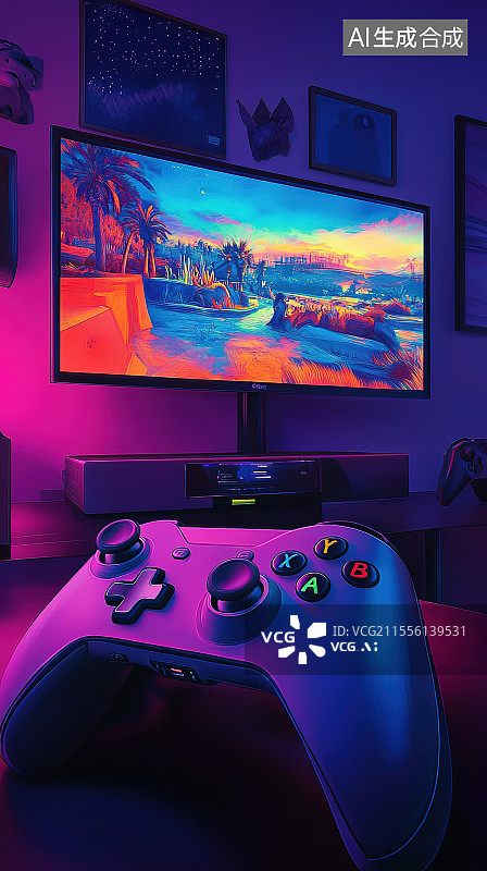 【AI数字艺术】高性能家用游戏主机3D渲染图图片素材