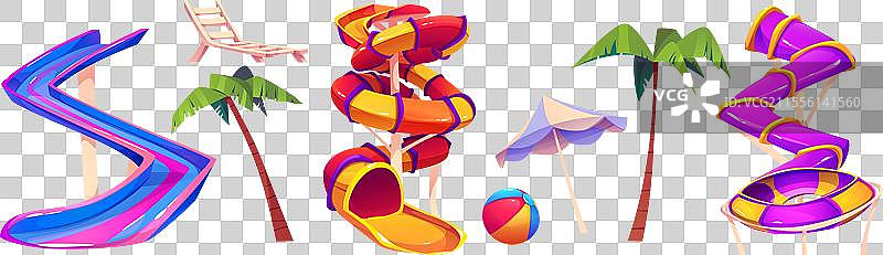 水上乐园滑梯套装图片素材