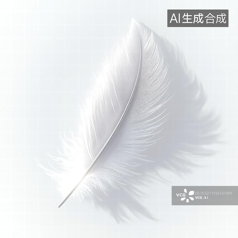 【AI数字艺术】白色背景下羽毛的特写镜头图片素材