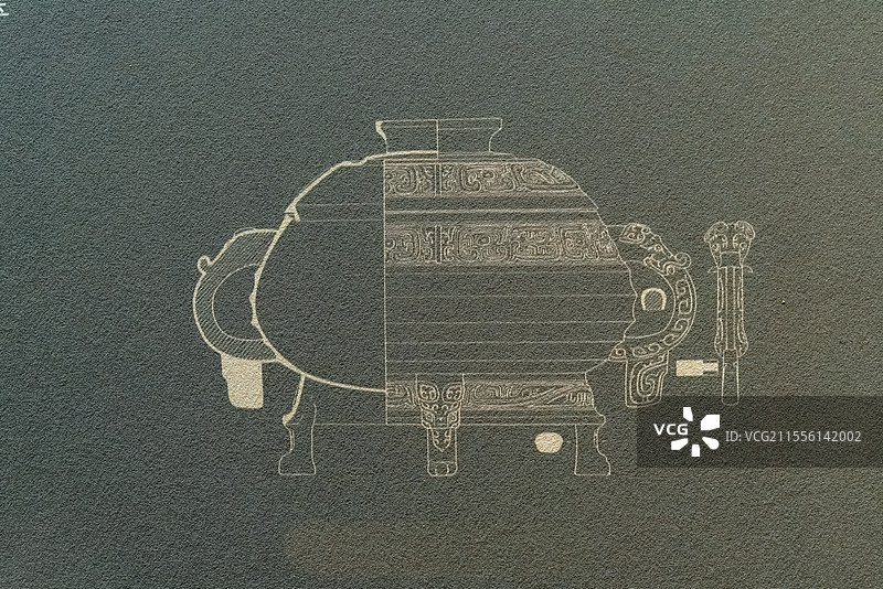 晋国青铜器装饰纹样，传统文化，倗番生簋线稿图片素材