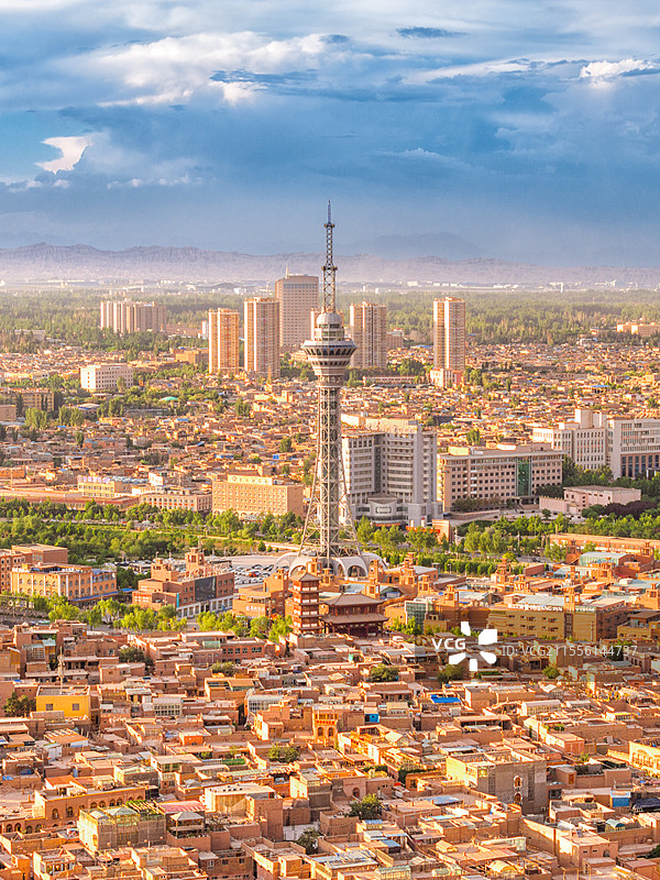 新疆喀什古城航拍图片素材