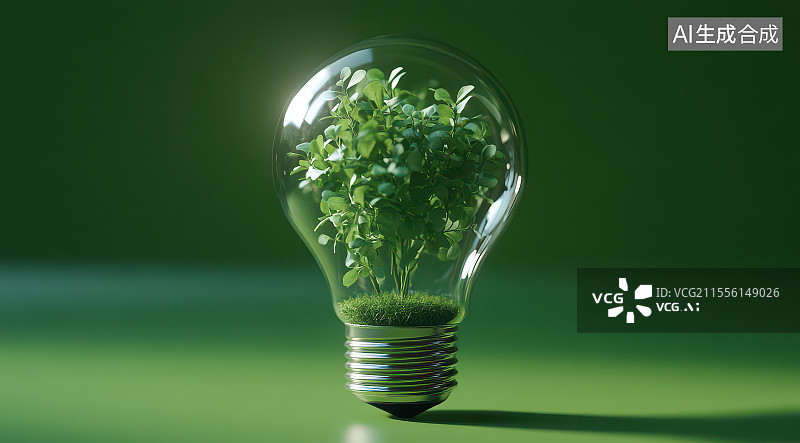 【AI数字艺术】绿色环保灯泡节能题材图片素材