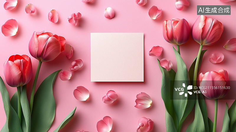 【AI数字艺术】红色郁金香花朵盛开图片素材