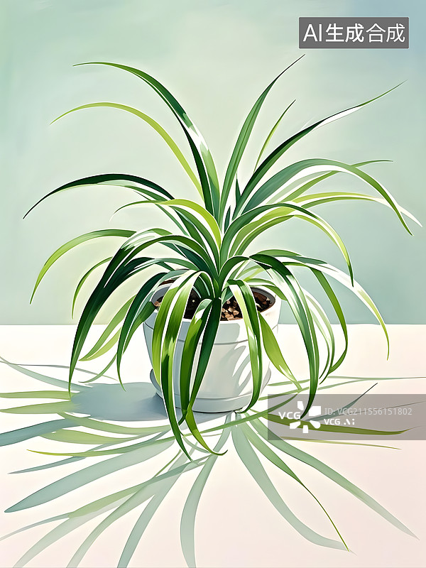 【AI数字艺术】水彩吊兰图片素材