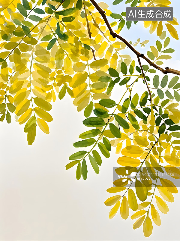 【AI数字艺术】水彩黄槐图片素材