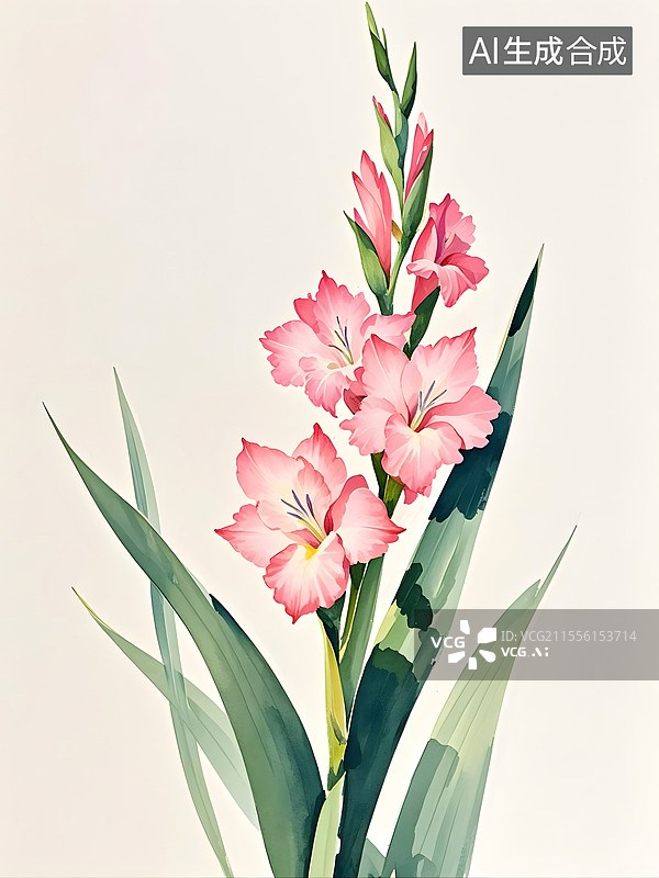 【AI数字艺术】水彩剑兰图片素材