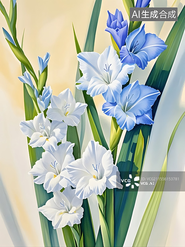 【AI数字艺术】水彩剑兰图片素材