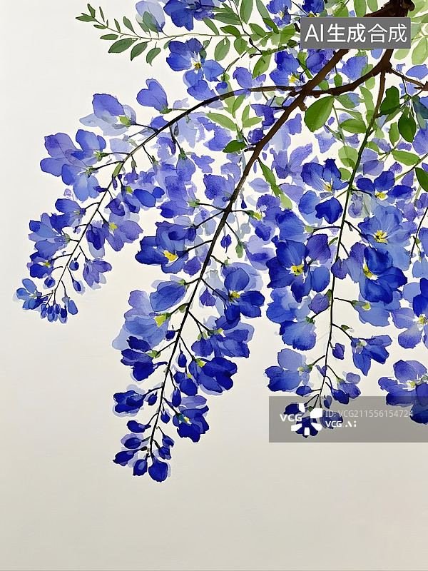 【AI数字艺术】水彩蓝花楹图片素材