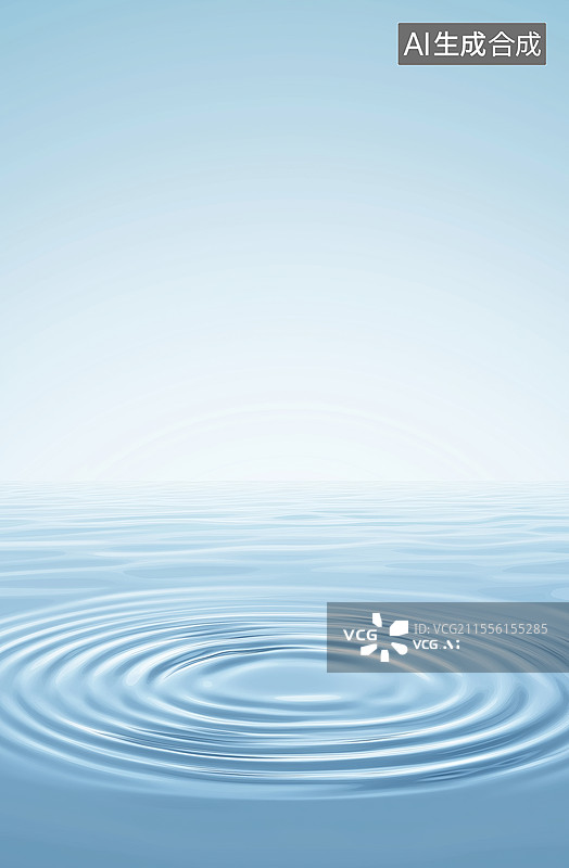 【AI数字艺术】蓝色圆形水波纹图片素材