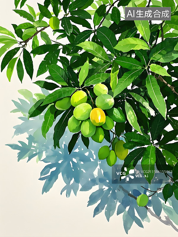 【AI数字艺术】水彩芒果树图片素材
