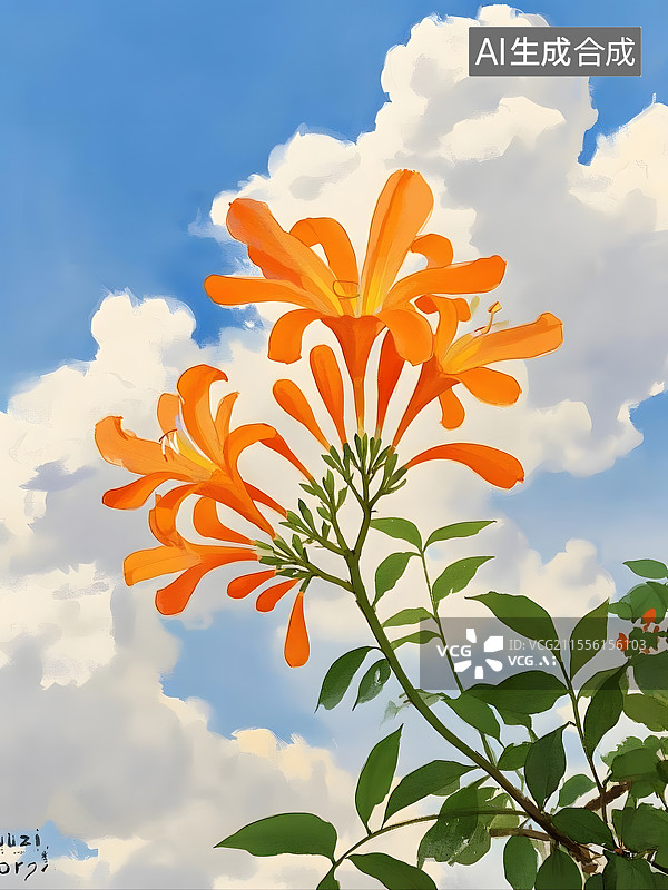 【AI数字艺术】水彩炮仗花图片素材