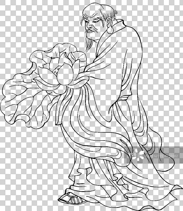 济公传 莲花罗汉 荷花 中国文化 神话 传统文化 插画 人物 中国文化 神话 传统文化 插画 人物图片素材