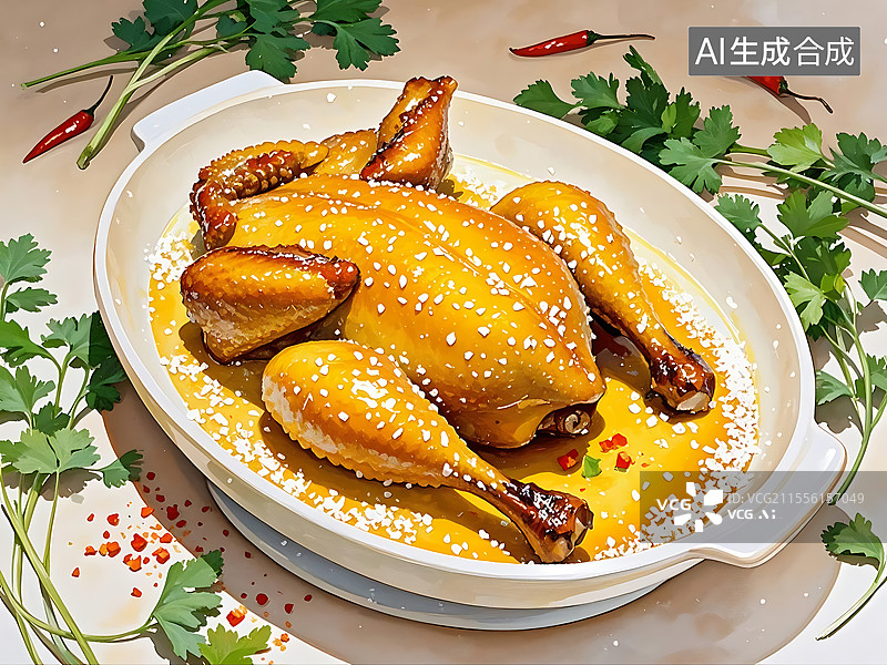 【AI数字艺术】盐焗鸡图片素材