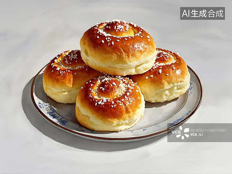 【AI数字艺术】椰蓉面包图片素材