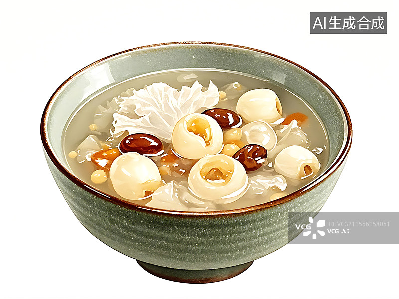【AI数字艺术】银耳莲子汤图片素材