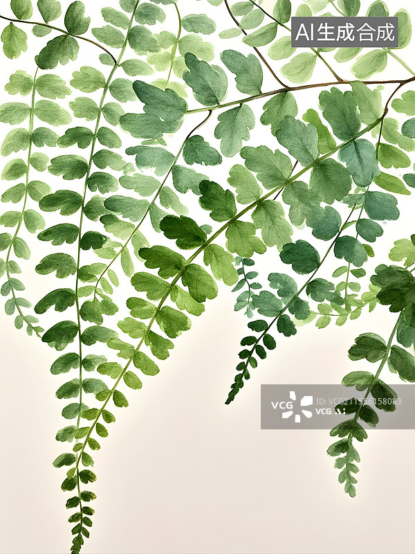 【AI数字艺术】水彩铁线蕨图片素材