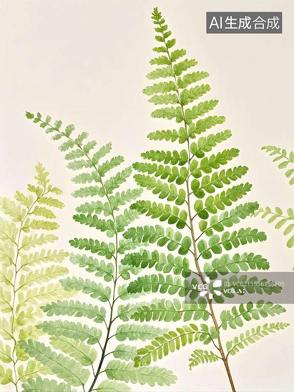 【AI数字艺术】水彩铁线蕨图片素材