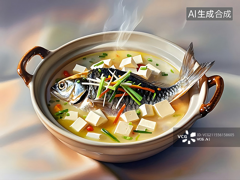 【AI数字艺术】鱼头豆腐汤图片素材
