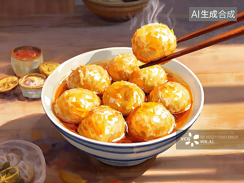 【AI数字艺术】鱼丸图片素材