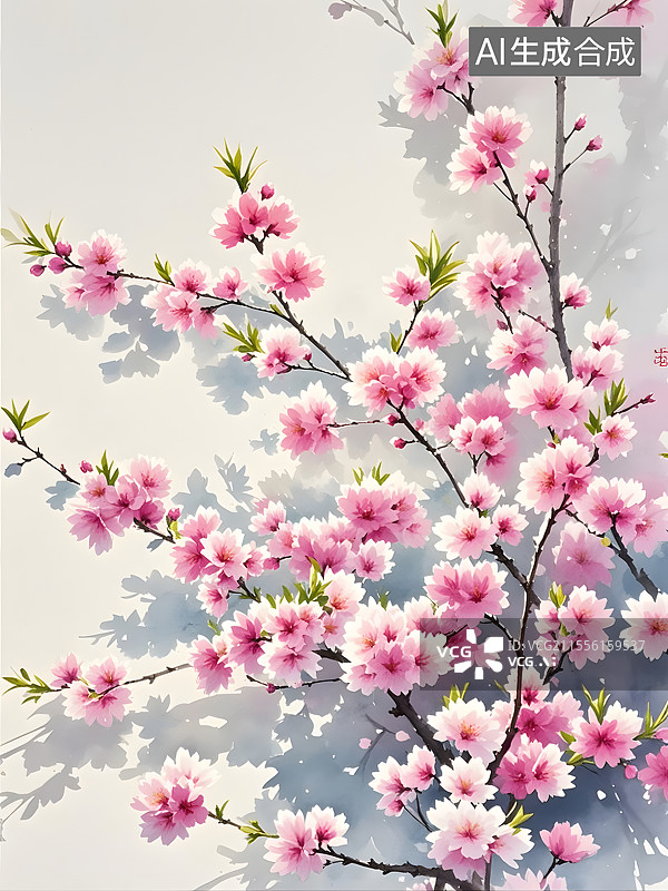 【AI数字艺术】水彩樱花图片素材