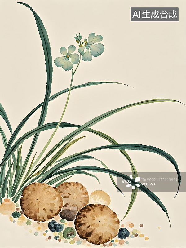 【AI数字艺术】水彩泽泻图片素材