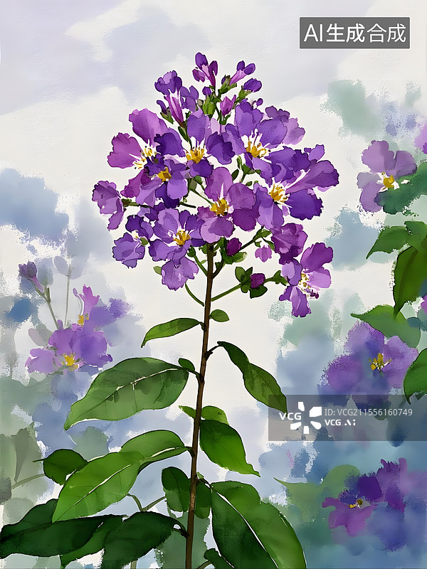 【AI数字艺术】水彩紫薇花图片素材