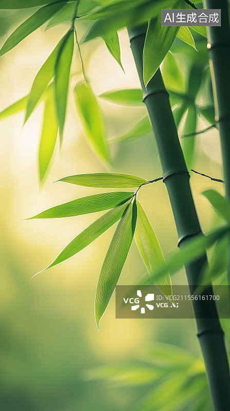【AI数字艺术】绿色竹子竹叶背景图片素材
