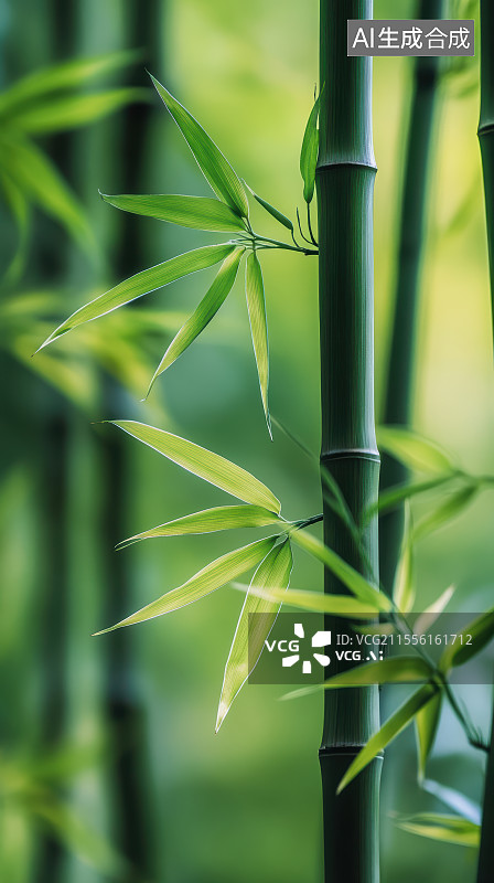【AI数字艺术】绿色竹子竹叶背景图片素材