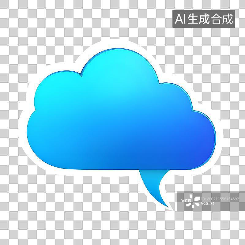 【AI数字艺术】3D渲染，蓝色云对话框，云朵，沟通联系图片素材