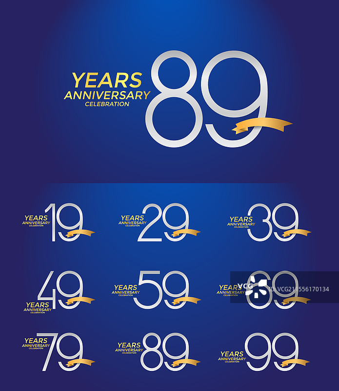 银色周年纪念标志设计集图片素材