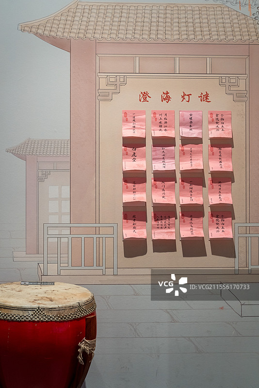 广东省非物质文化遗产馆展示的汕头澄海灯谜场景图片素材