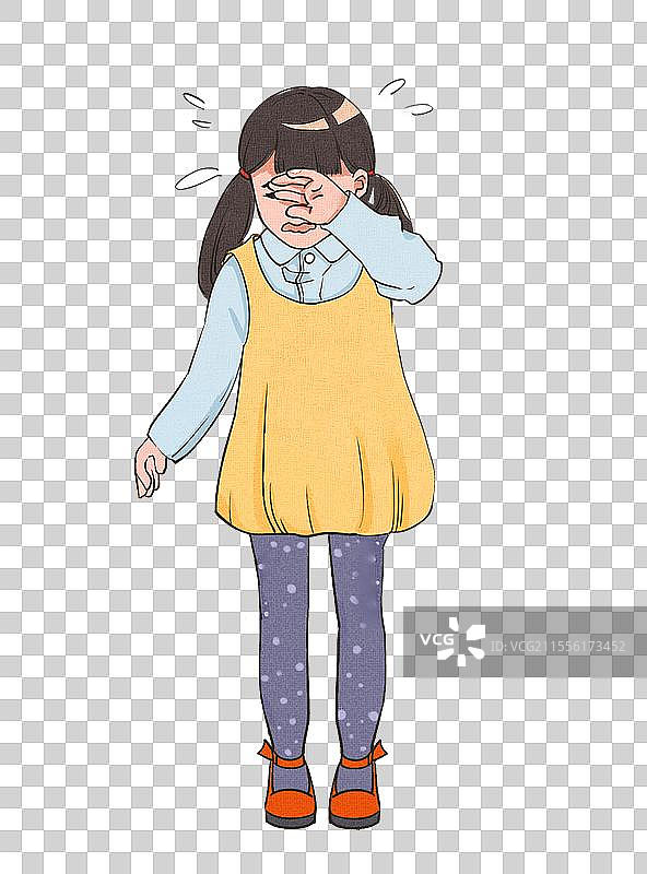哭泣的小女孩卡通元素图片素材