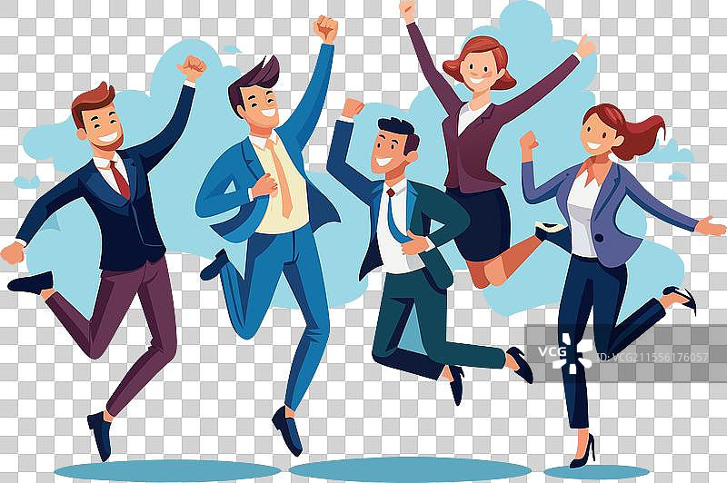 身穿西装的人们成群跳跃图片素材