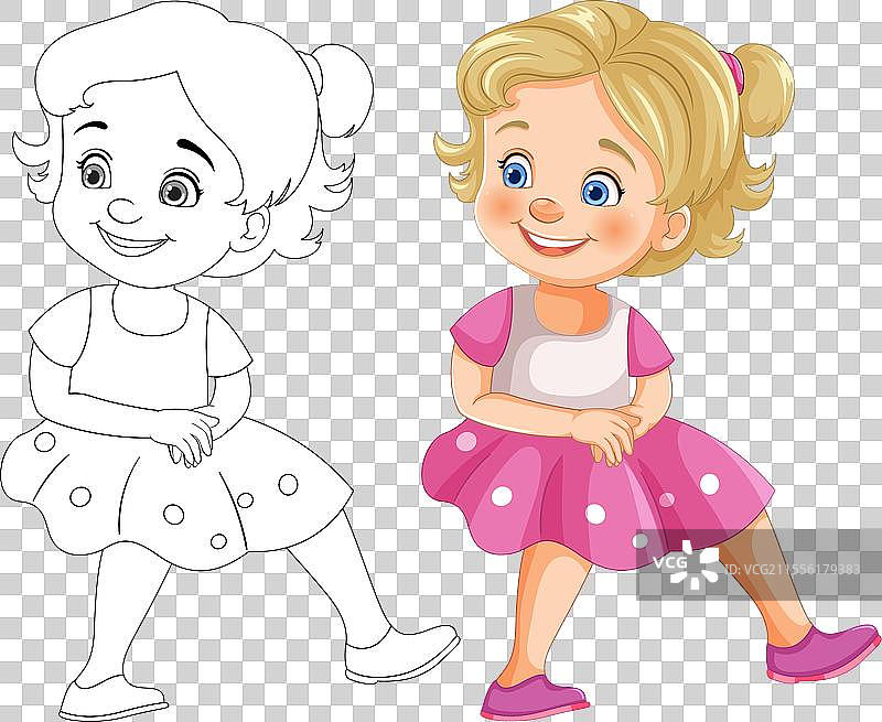 快乐的卡通女孩图片素材