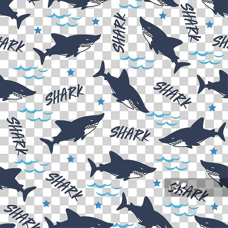 水生顶级掠食者无缝鲨鱼图案图片素材