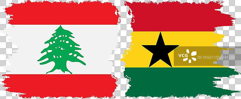 加纳和黎巴嫩的破旧旗帜连接图片素材
